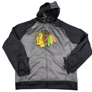 Chicago Blackhawks Full Zip Hoodie NHL Reebok Center Ice Logo Speed Wick Size XL